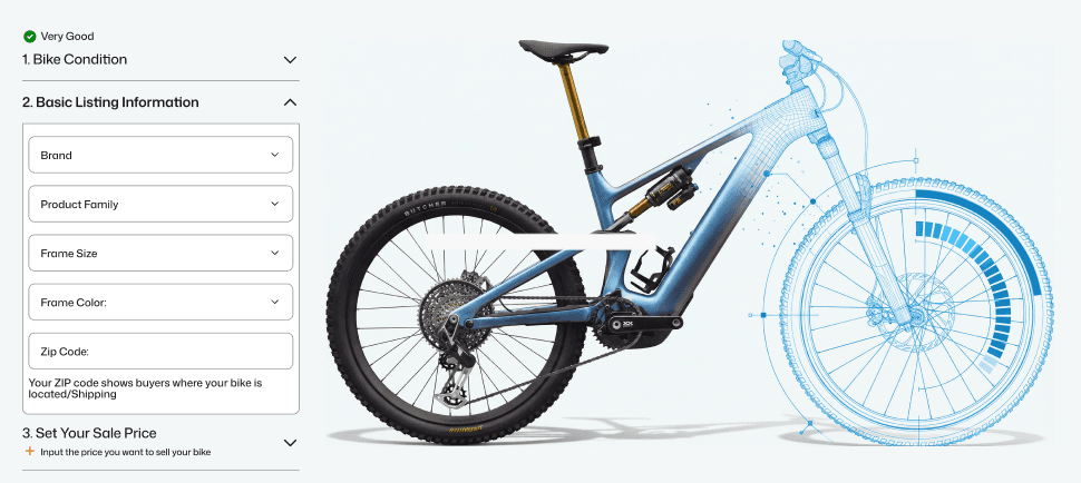 Listing form with bike