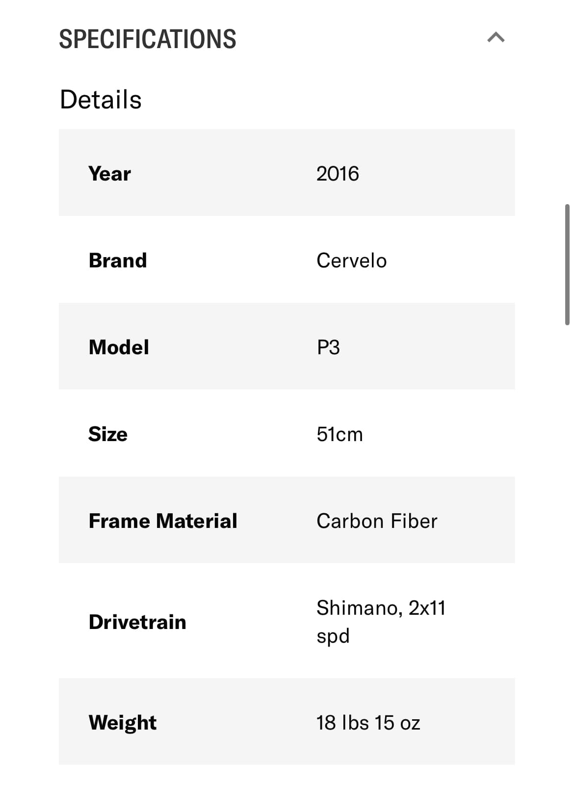 Cervelo p3 hot sale size chart