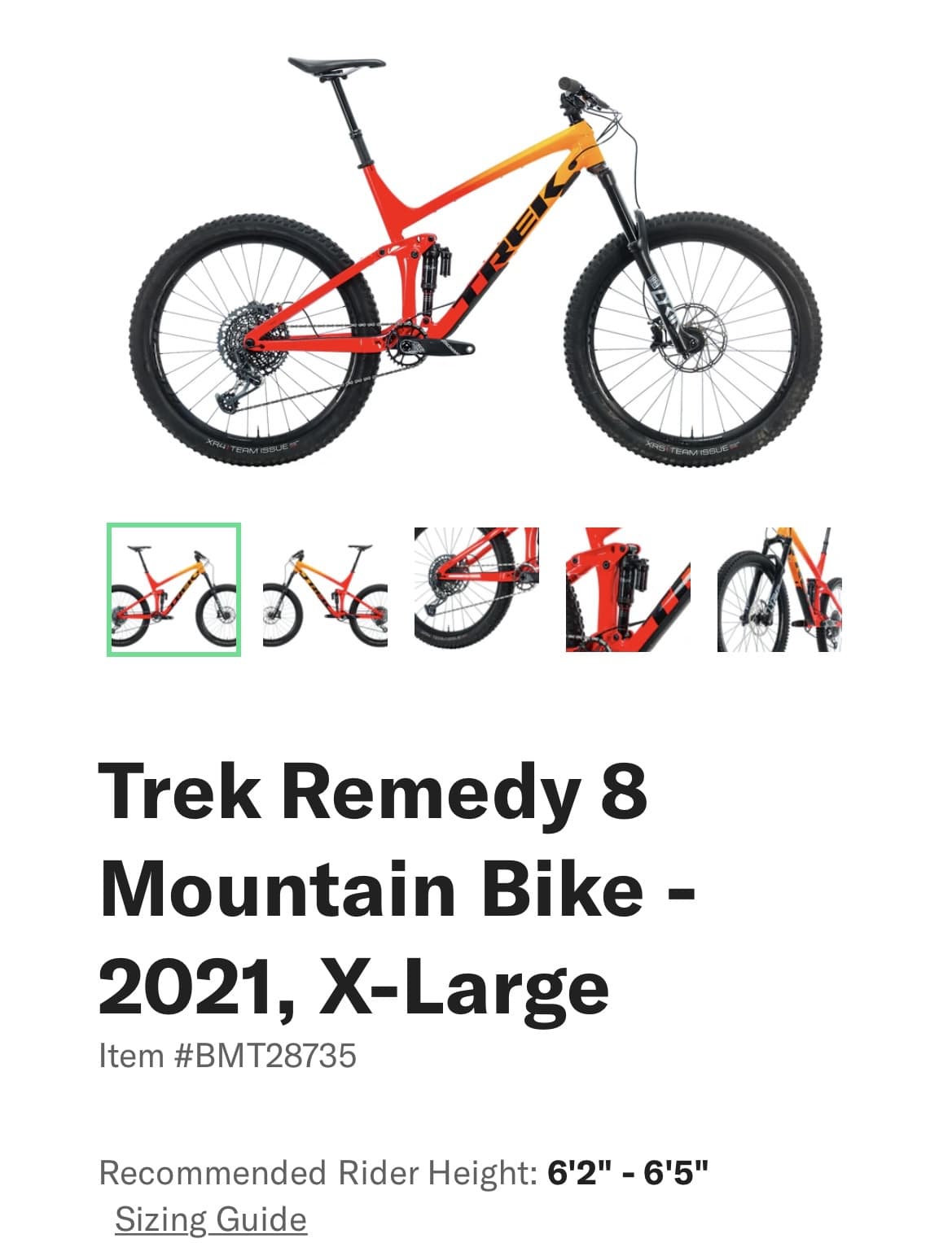 Trek remedy shop 8 size guide